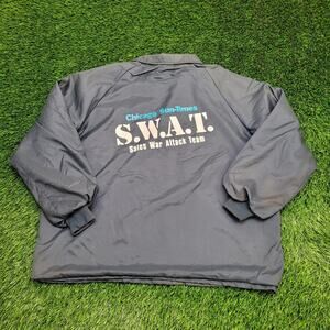 Vintage 80s Chicago Sun-Times Jacket XL 28x28 Blue SWAT